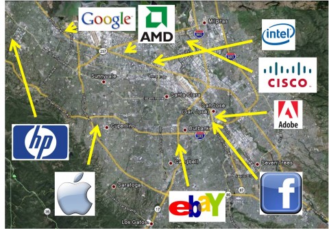 Silicon Valley - Map of major vendors